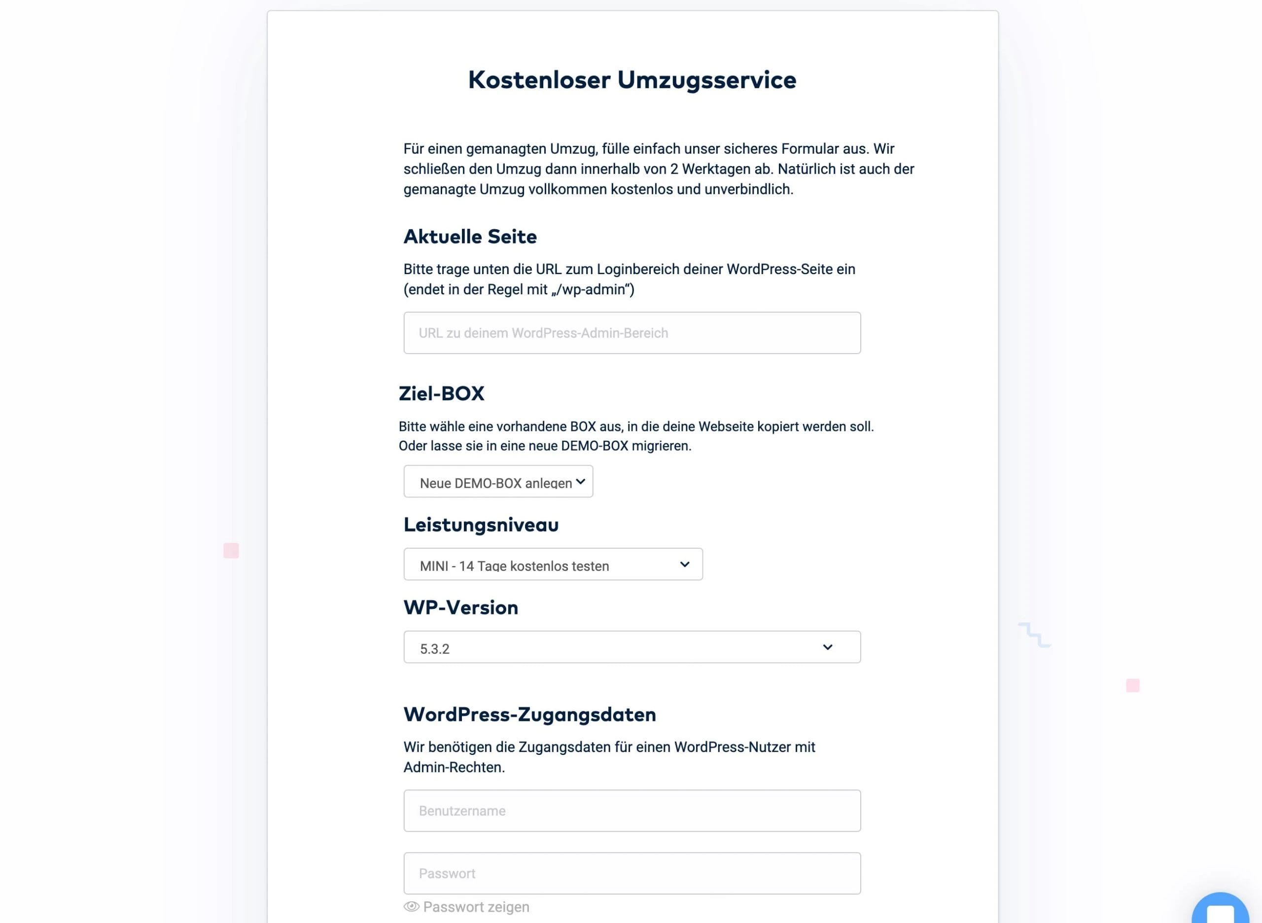 Kostenloser Umzugsservice