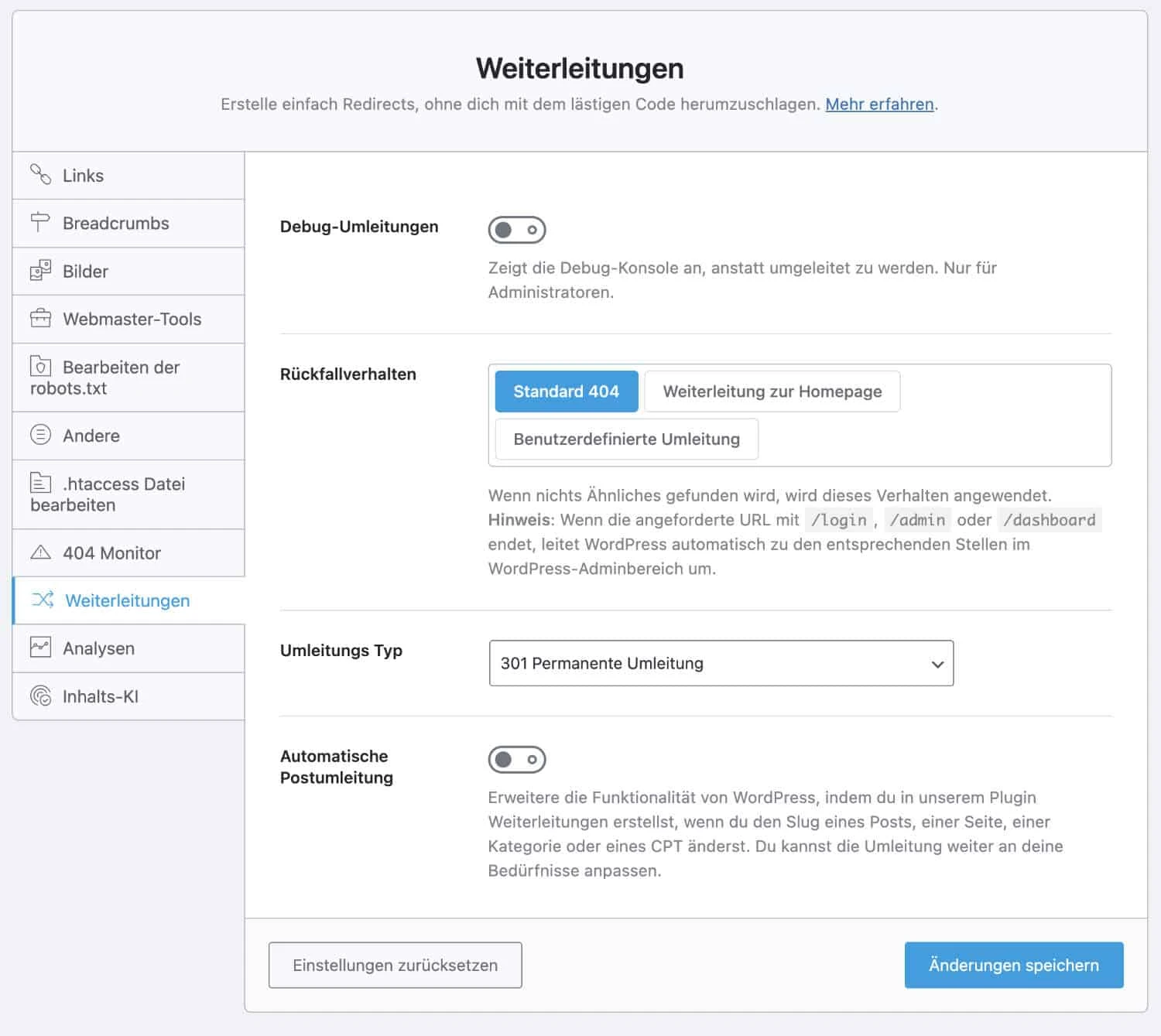 Rank Math Weiterleitungen