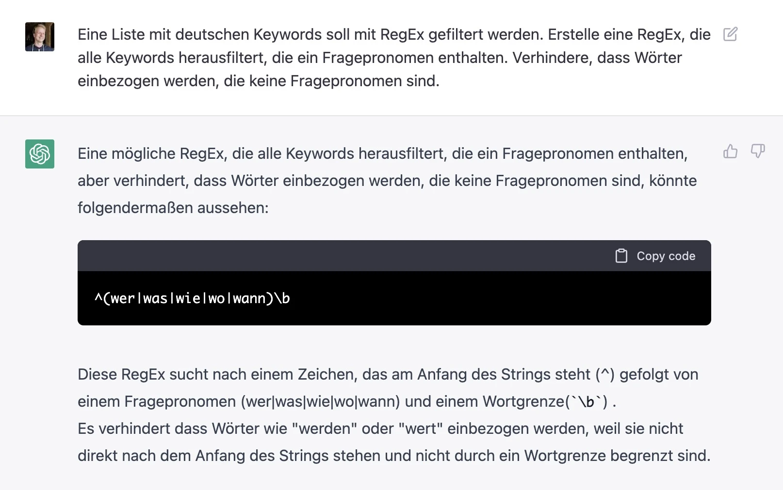 RegEx mit ChatGPT erstellen