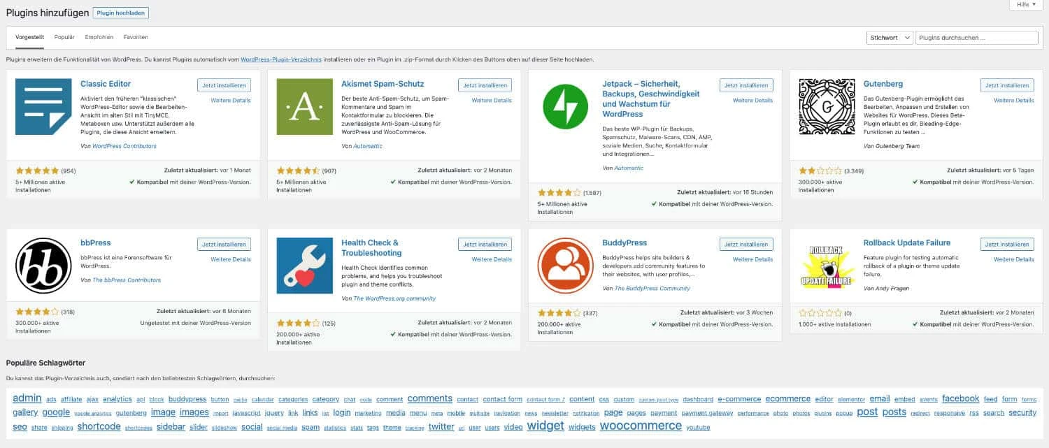 In der WordPress Plugin Bibliothek findest du zahlreiche Erweiterungen