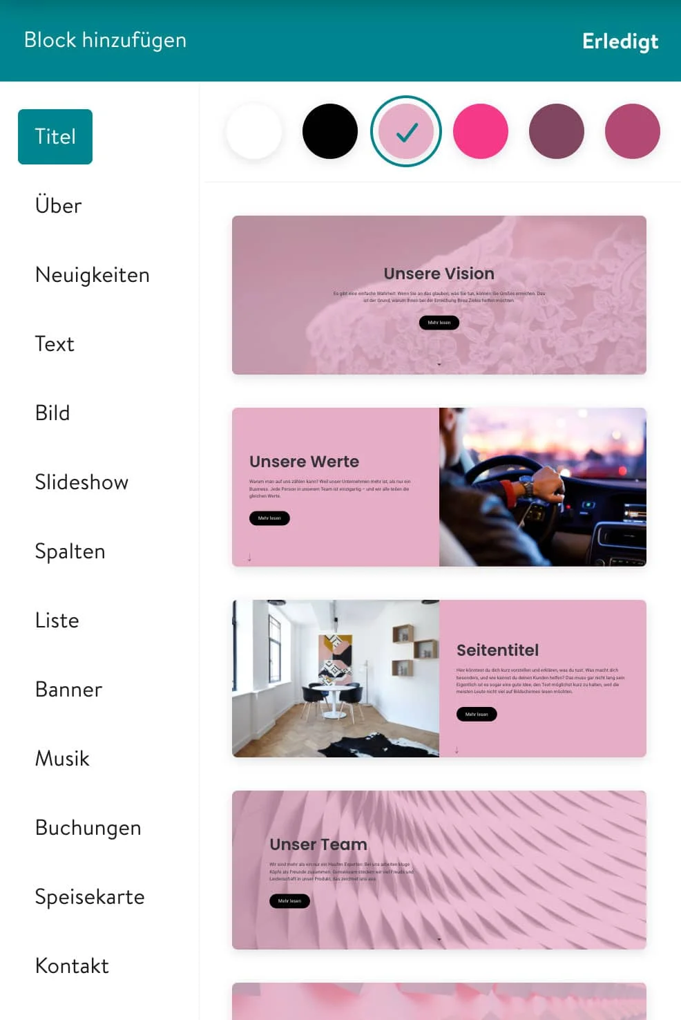 Der Jimdo Homepage-Baukasten arbeitet mit zahlreichen vorgefertigten Widgets