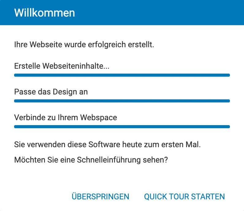 Nach der ersten Registrierung führt dich STRATO durch einen Installationsassistenten