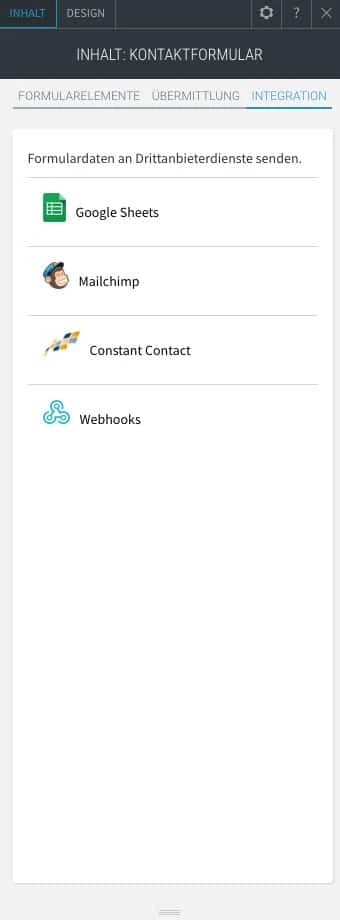 Du kannst deine Website im webgo Baukasten mit Newsletter-Anbietern wie Mailchimp verbinden
