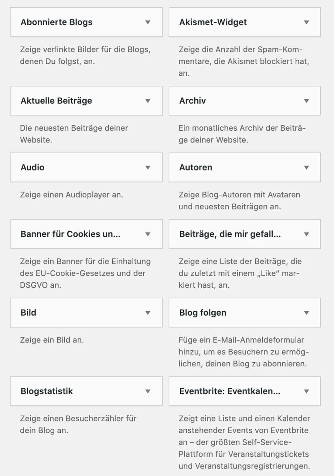 Im Footer kannst du bei WordPress.com verschiedene Widgets hinzufügen
