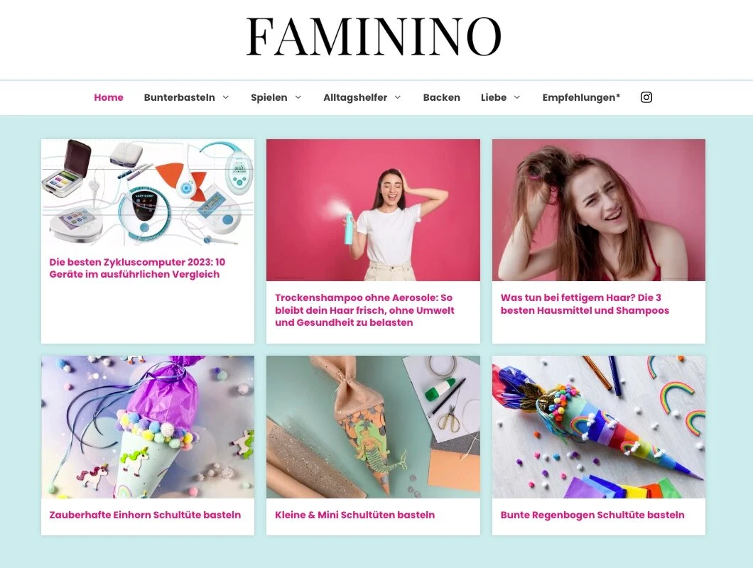 Beispiel für eine Homepage mit den neusten Blogartikeln