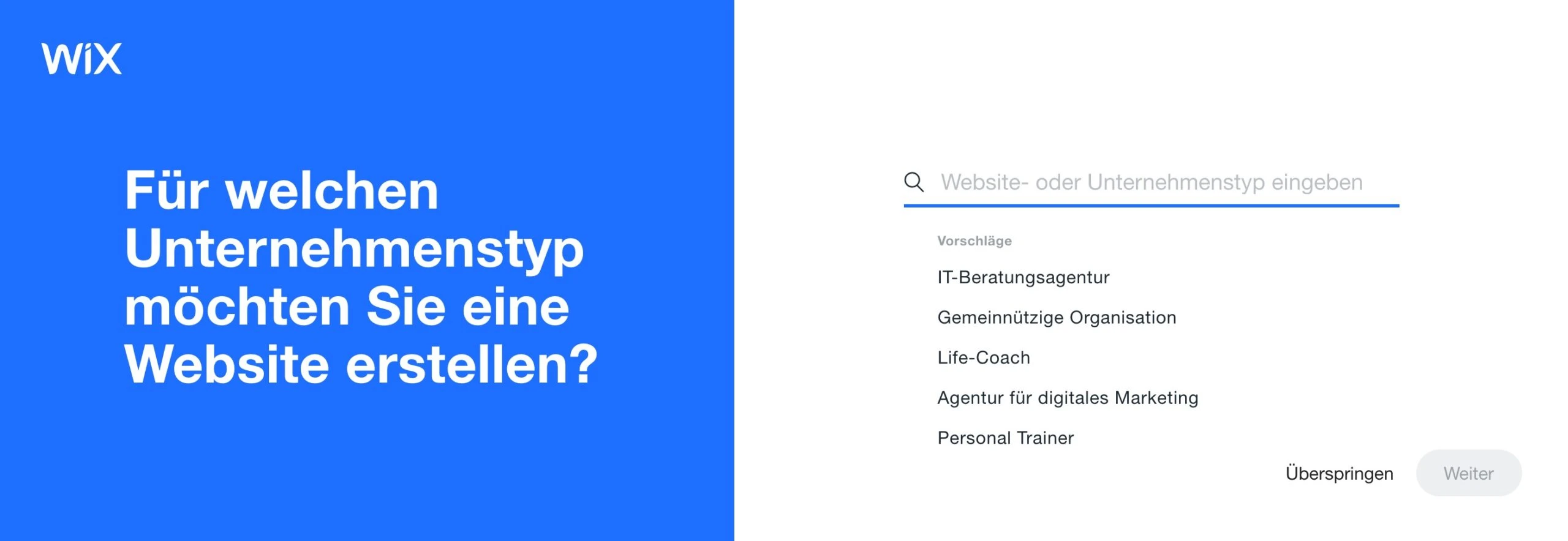 Wix-Assistent hilft mit verschiedenen Fragen bei der Einrichtung der eigenen Website