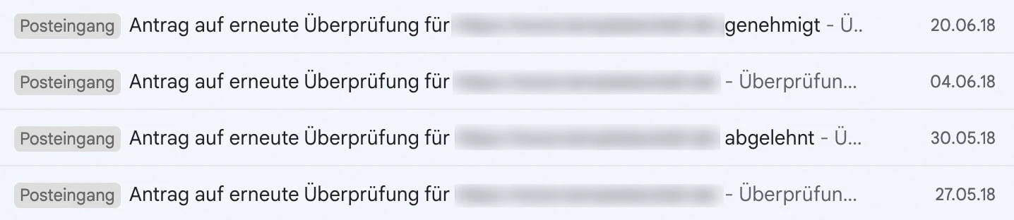 Google-Benachrichtigung: Manuelle Massnahme erst nach mehreren Wochen behoben