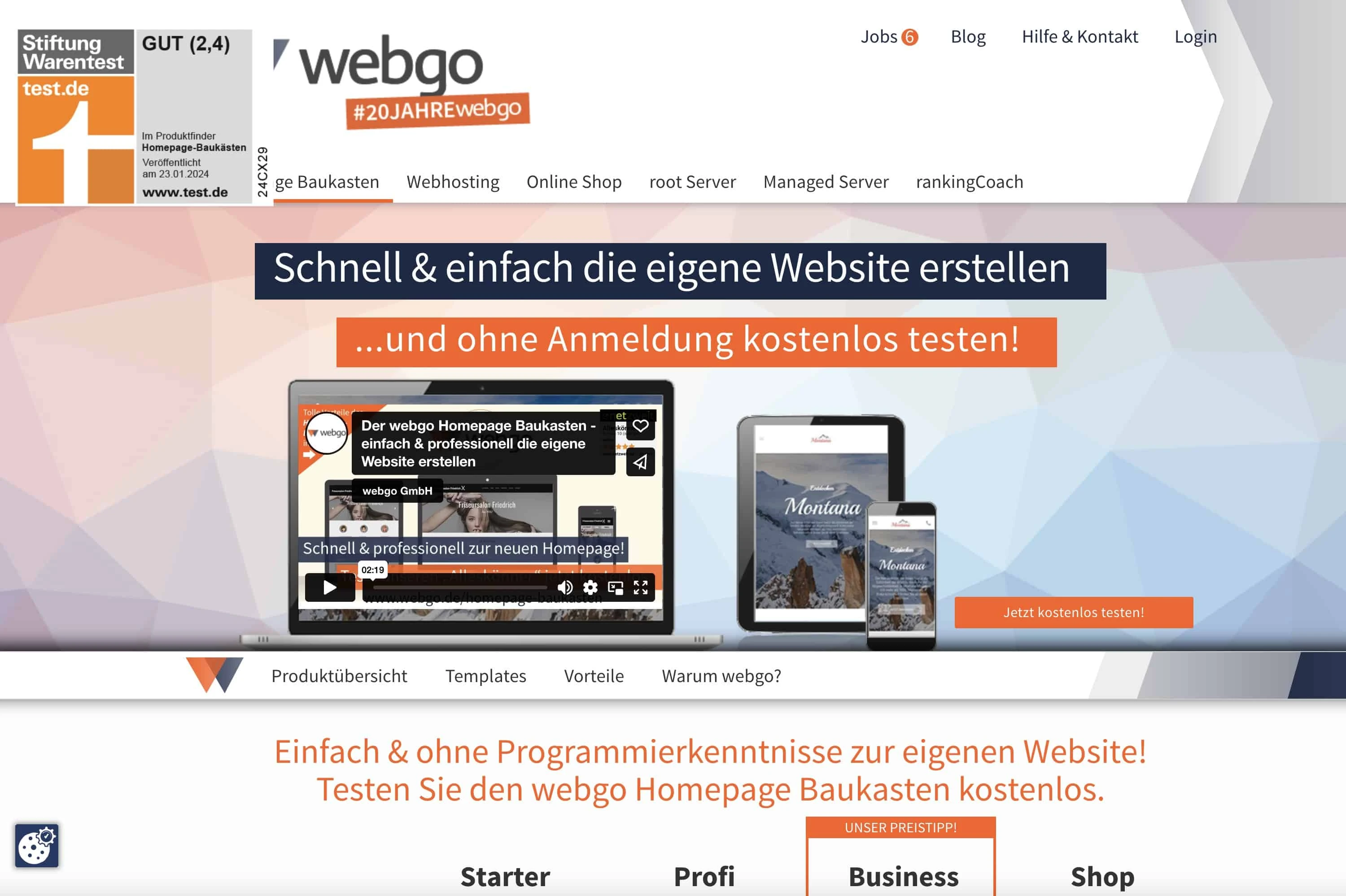 webgo Homepage-Baukasten Profi als WordPress-Alternative