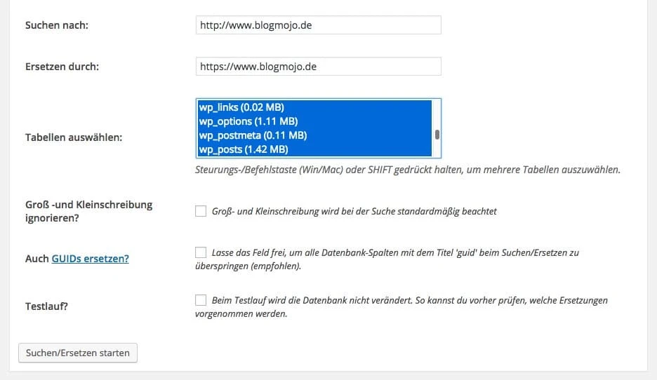 Alle URLs mit HTTP durch neue URLs mit HTTPS ersetzen