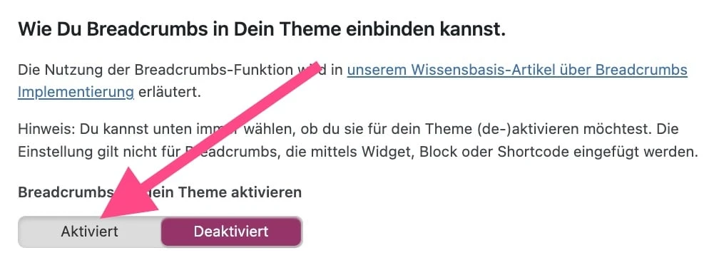 Breadcrumbs in Yoast SEO aktivieren