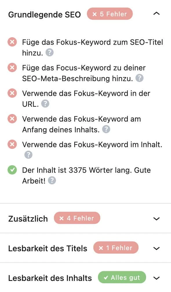 Rank Math zeigt dir, wie sehr dein Beitrag SEO optimiert ist