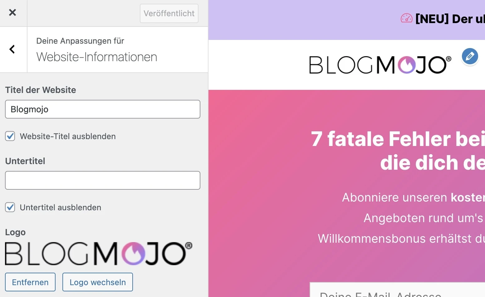 Logo in WordPress über den Customizer einfügen