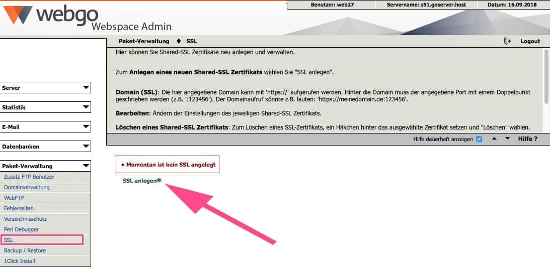 SSL anlegen