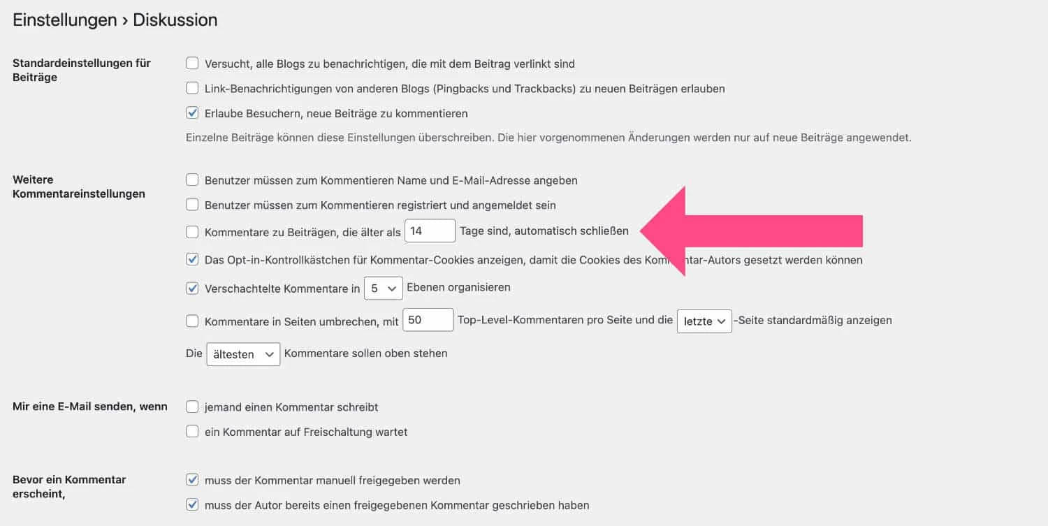 Ältere Kommentare in WordPress löschen