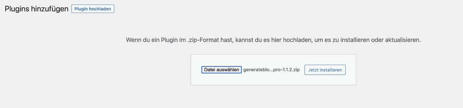 WordPress Plugin hochladen