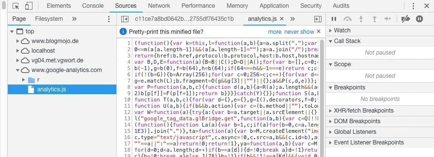 Chrome Developer Tools Screenshot