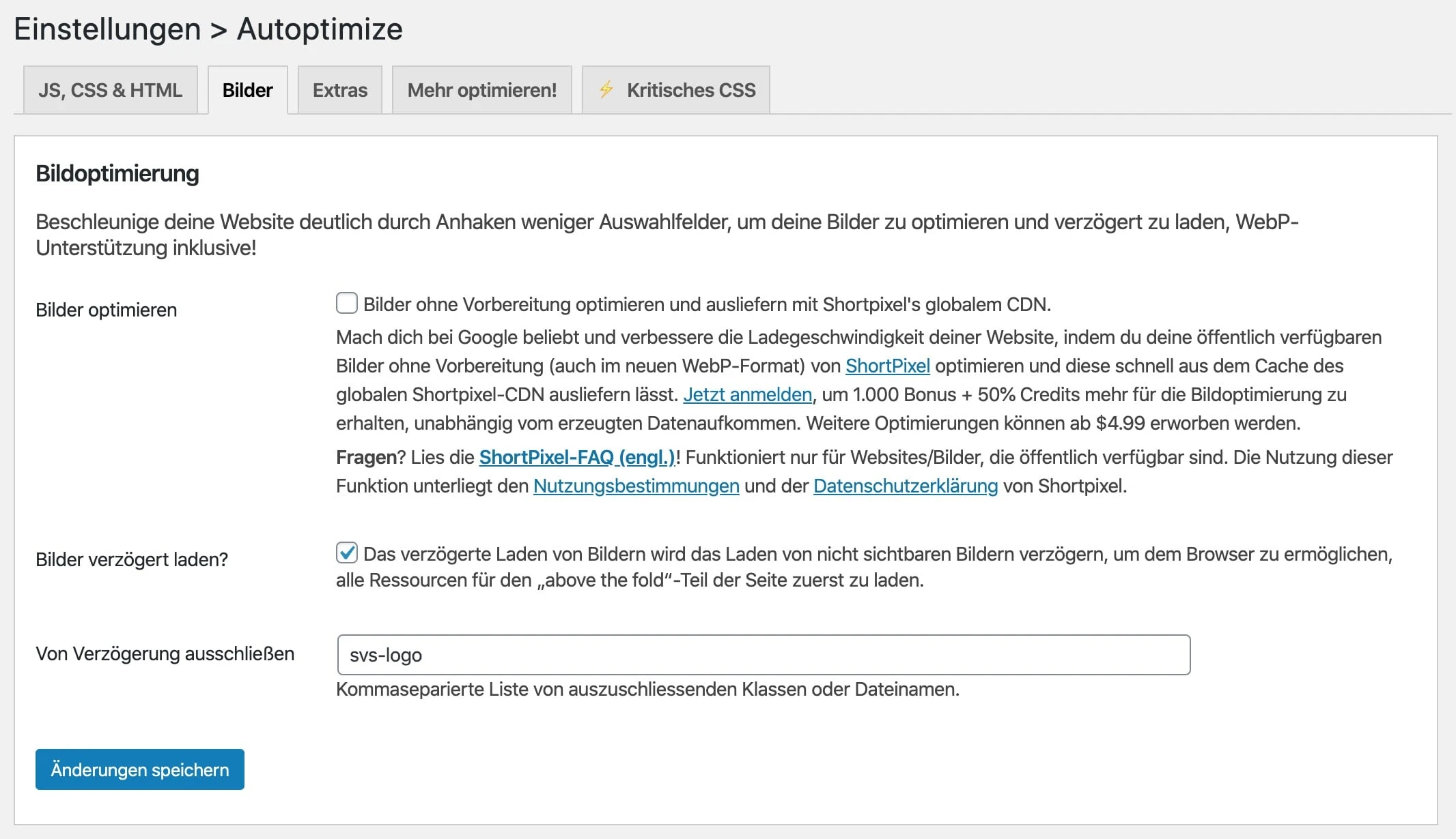 Lazy Loading mit Autoptimize aktivieren