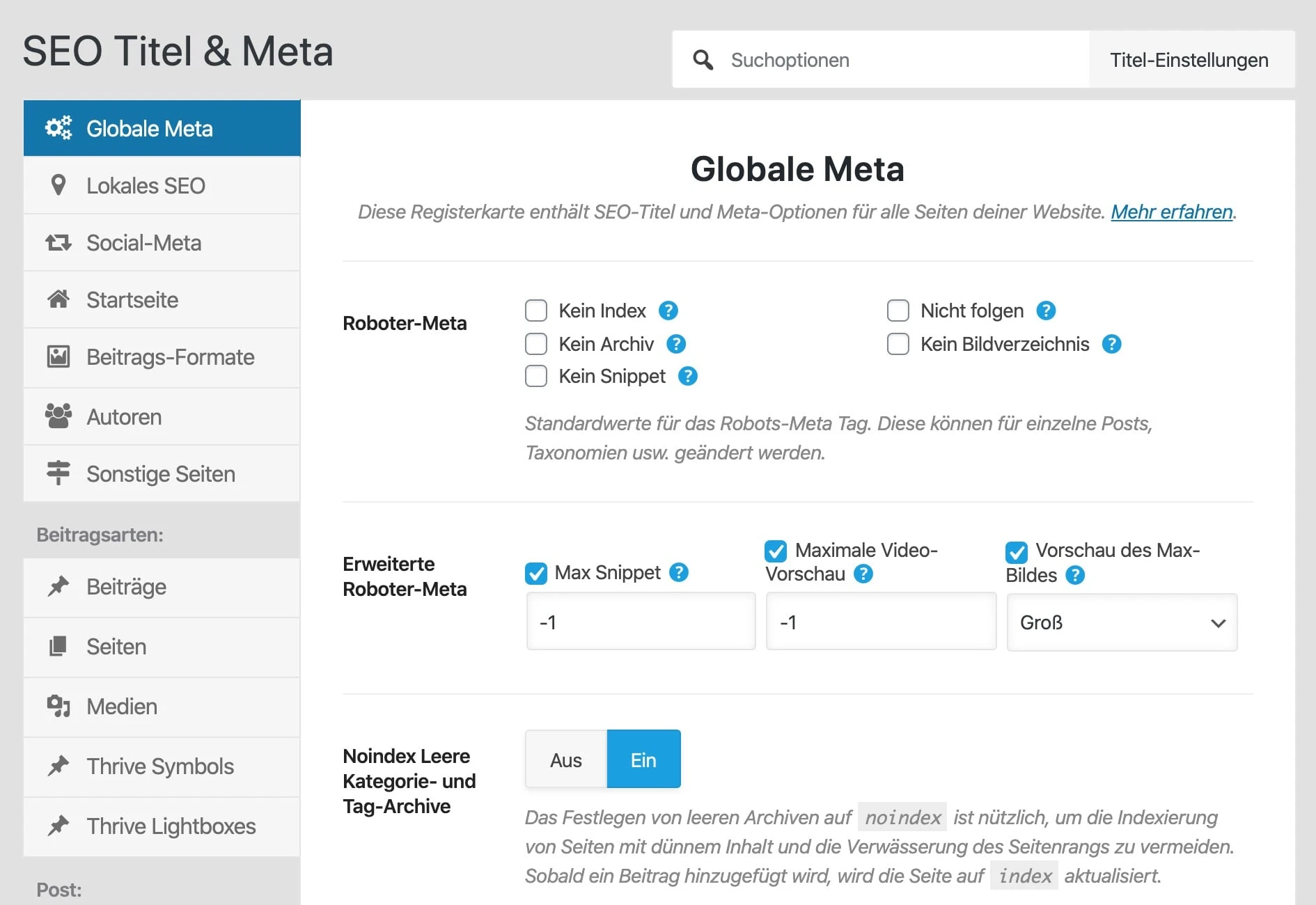 Feineinstellungen von Rank Math