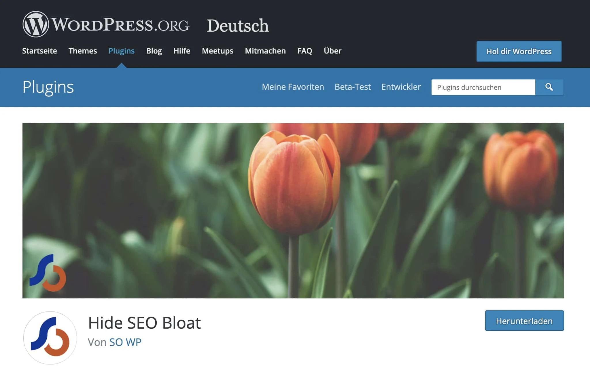Die frühere Oberfläche von Hide SEO Bloat