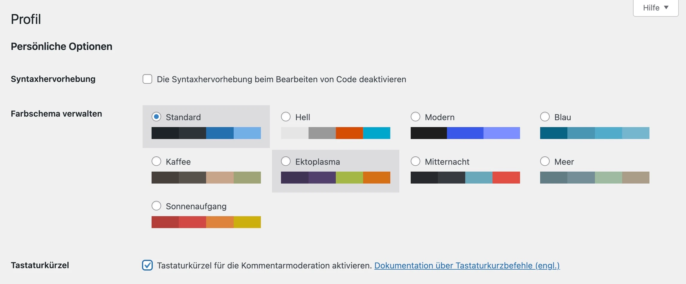 WordPress-Shortcuts für Kommentare aktivieren