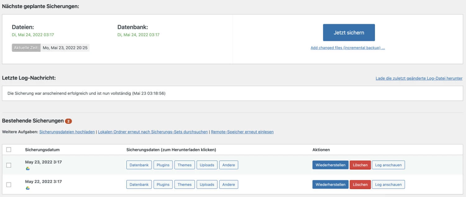 WordPress Backups erstellen