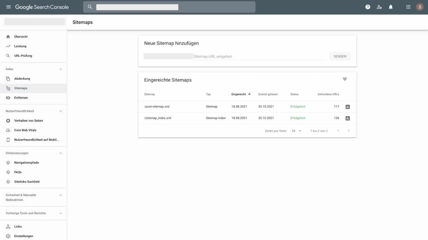 Sitemap in der Google Search Console einreichen