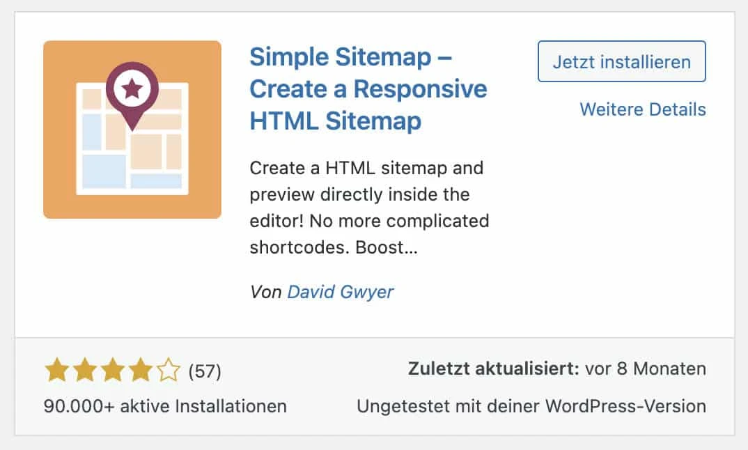 Simple Sitemap WordPress-Plugin zur Erstellung einer HTML-Sitemap