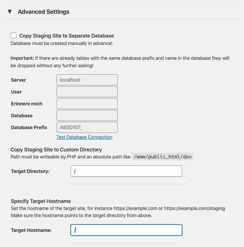 WP Staging Pro bietet dir zahlreiche erweiterte Einstellungen
