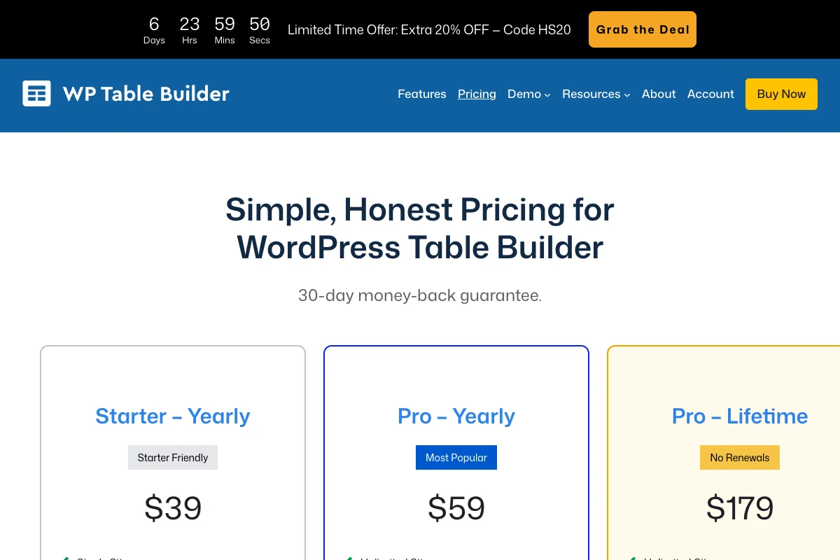 WP Table Builder