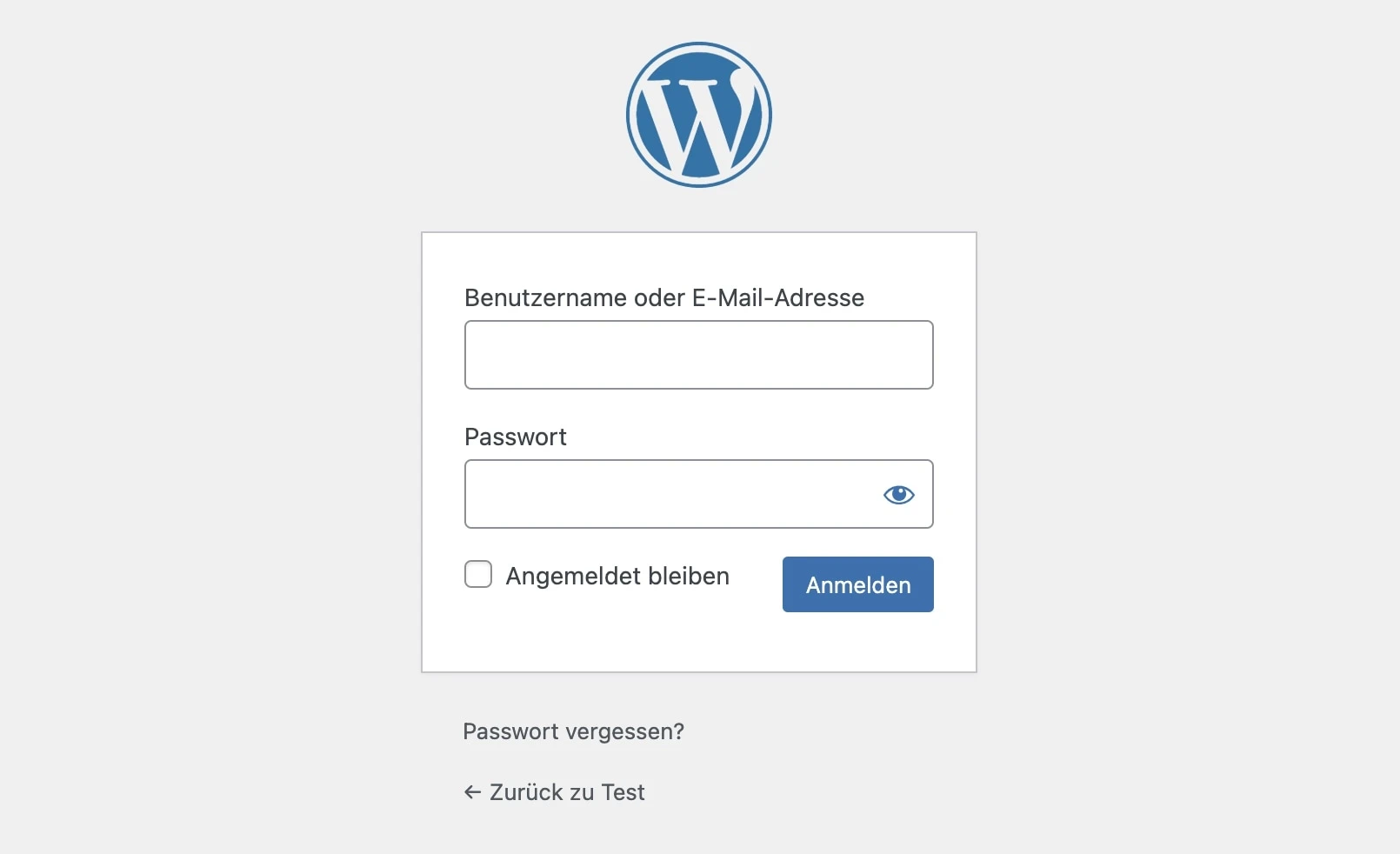 Login-Interface der BOX