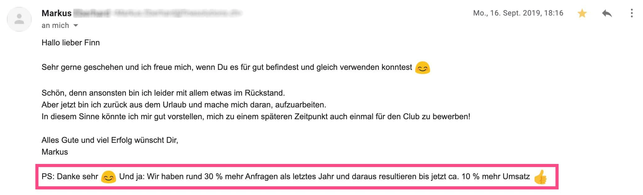 Kundenfeedback von Markus