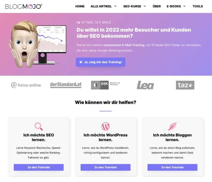 Homepage von Blogmojo