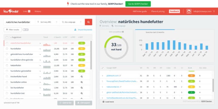 KWFinder Test Erfahrungen und Guide zur Keyword Planner Alternative