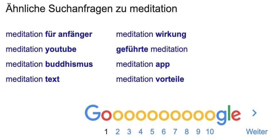 Ähnliche Suchanfragen in der Google-Suche