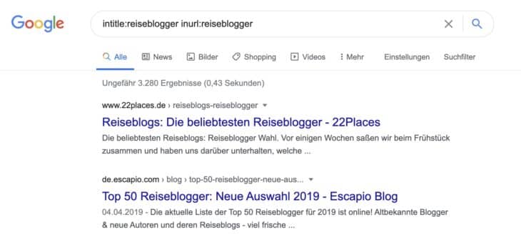 Blogger-Bestenliste mit intitle: und inurl: finden