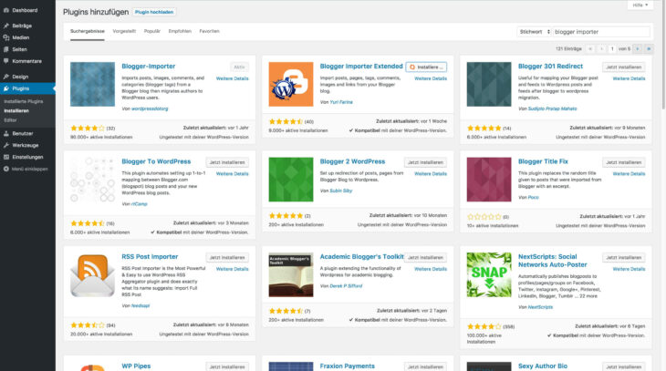 Blogger Importer Extended installieren