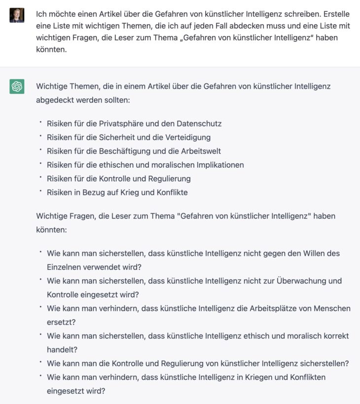 MIt ChatGPT Blogartikel planen