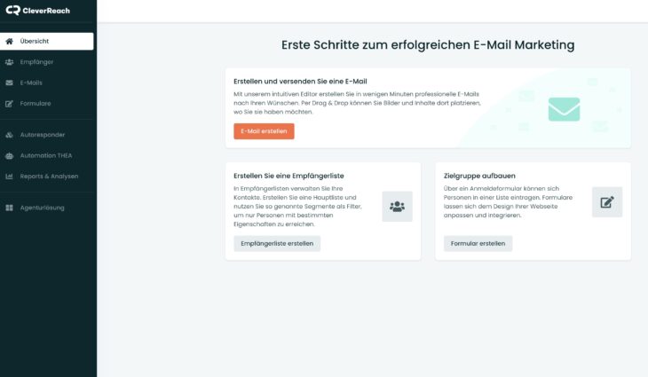 Dashboard von CleverReach