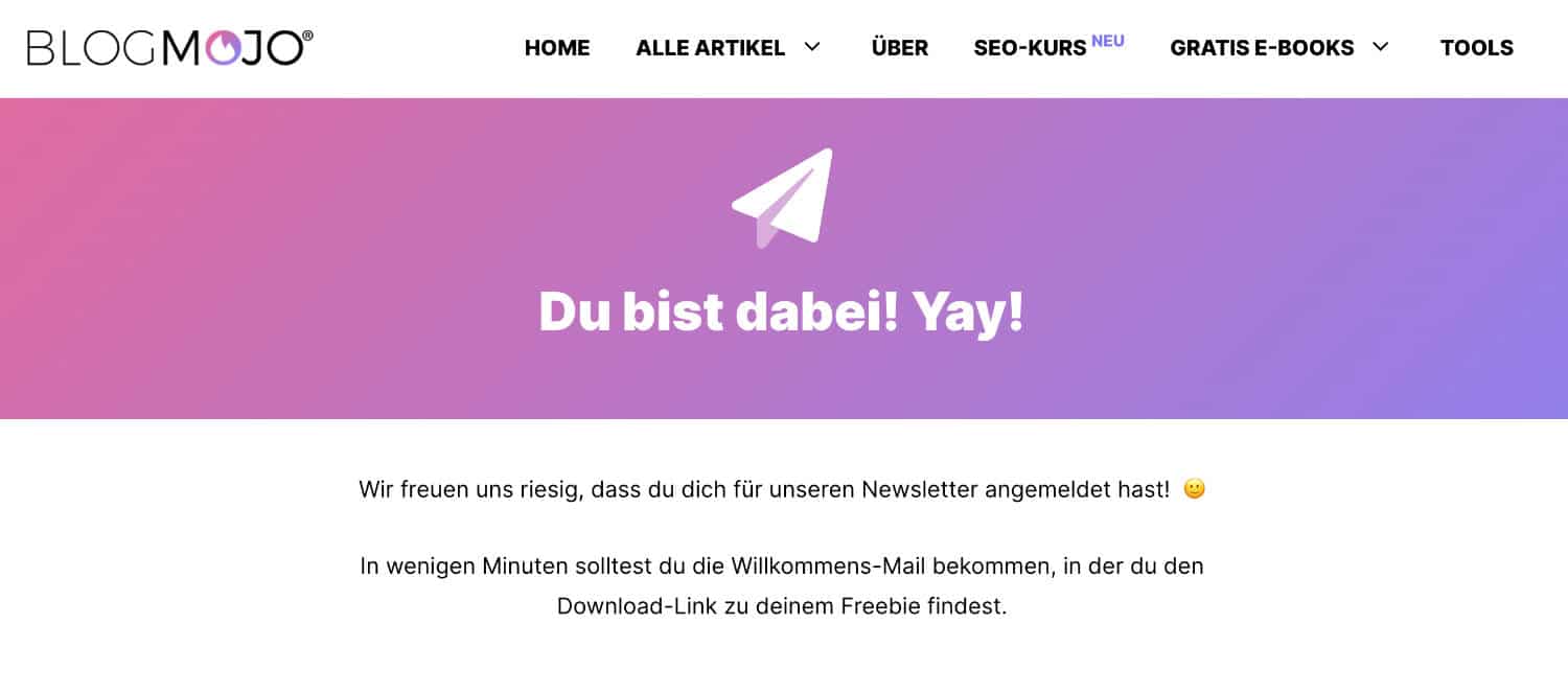 Danke-Seite