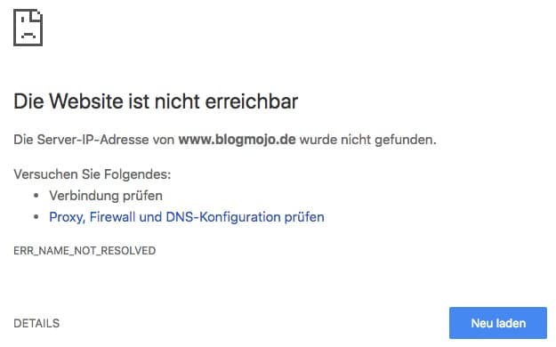 Die Website ist nicht erreichbar