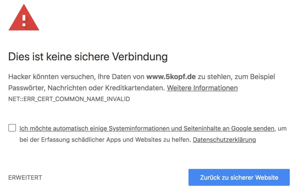 Dies ist keine sichere Verbindung