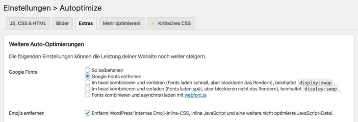 Emojis mit Autoptimize ausstellen