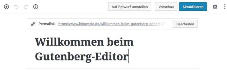 Permalink in Gutenberg anzeigen und ändern