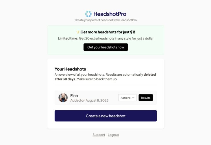 HeadshotPro Dashboard
