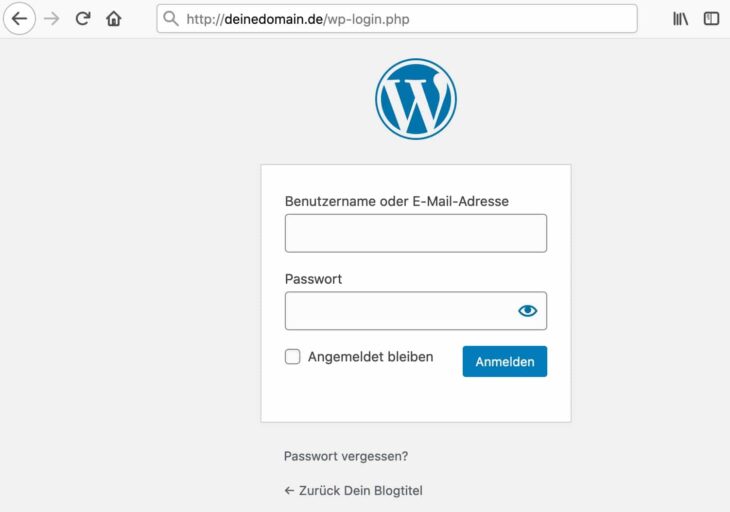 In WordPress einloggen