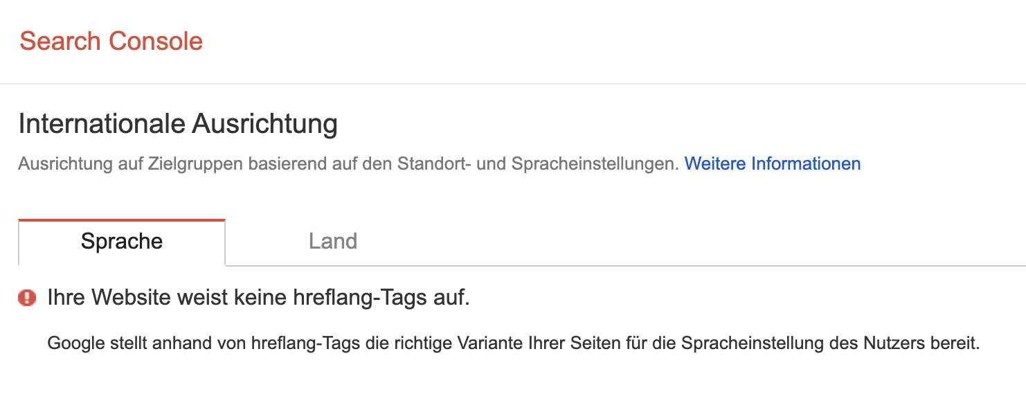 Internationale Ausrichtung Google Search Console