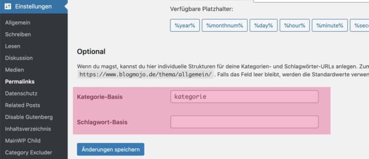 Kategorie- und Schlagwort-Basis überprüfen