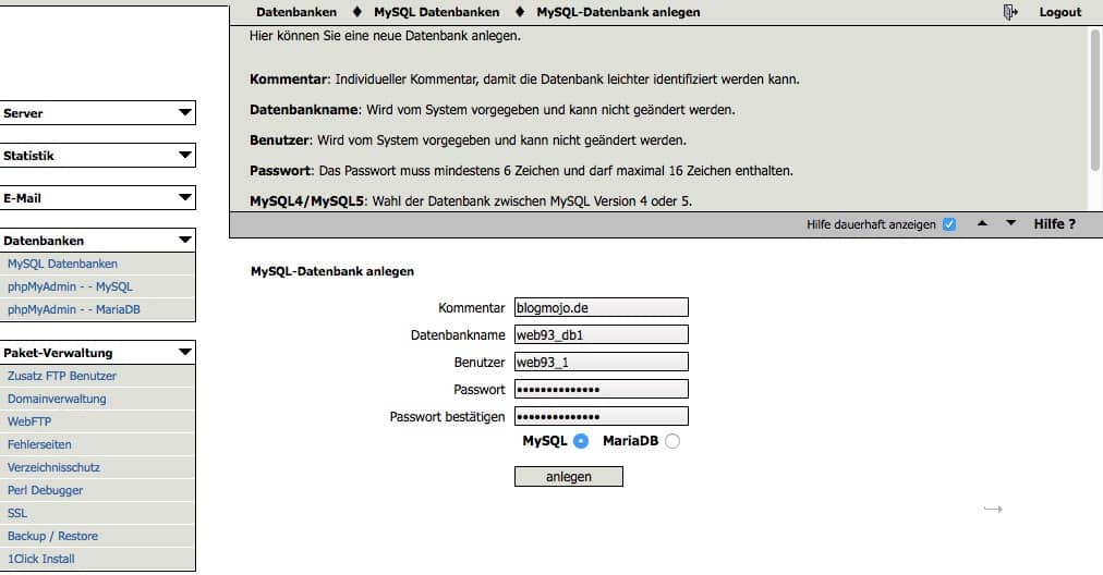 Créer une base de données MySQL