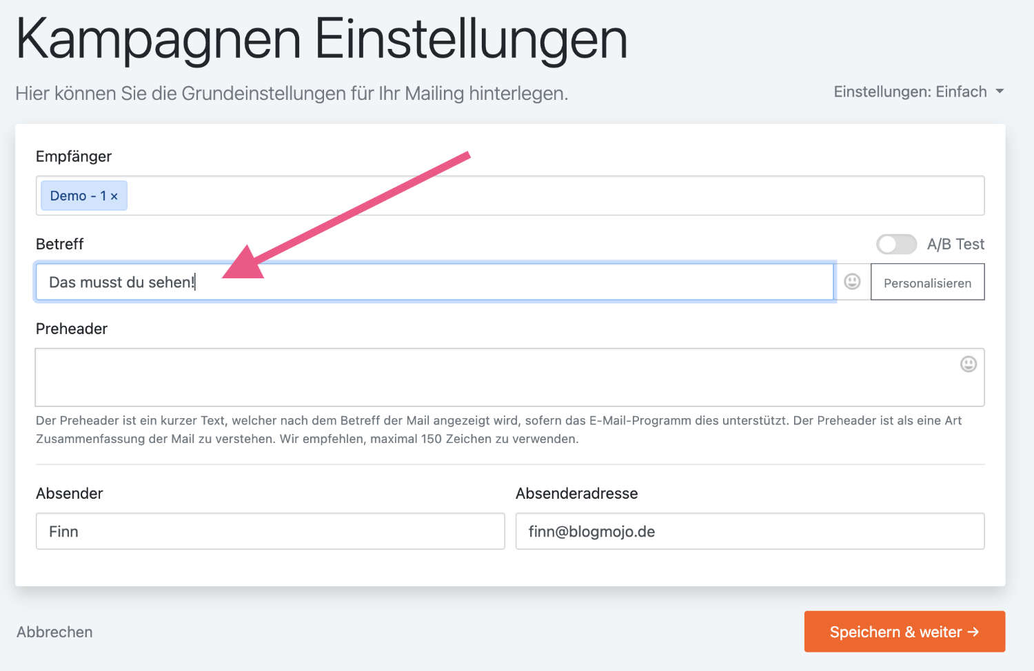 Newsletter Betreffzeile