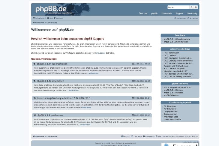 phpBB.de ist eine beliebte deutsche Forensoftware, ide sogar kostenlos ist